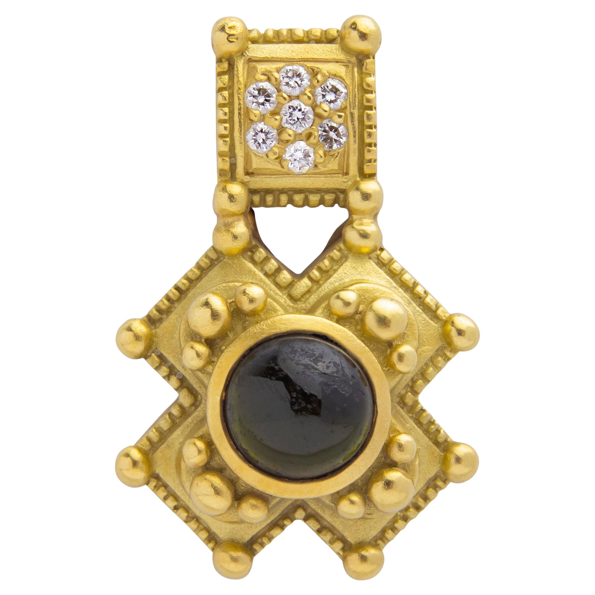 Barry Kieselstein-Cord Green Tourmaline & Diamond Pendant