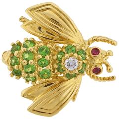 Tiffany & Co. Tsavorite Diamond Yellow Gold Brooch 4