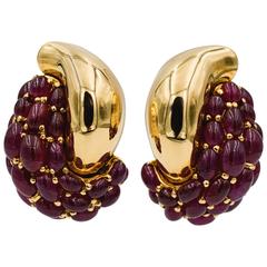 Seaman Schepps Yellow Gold and Ruby Earrings 3