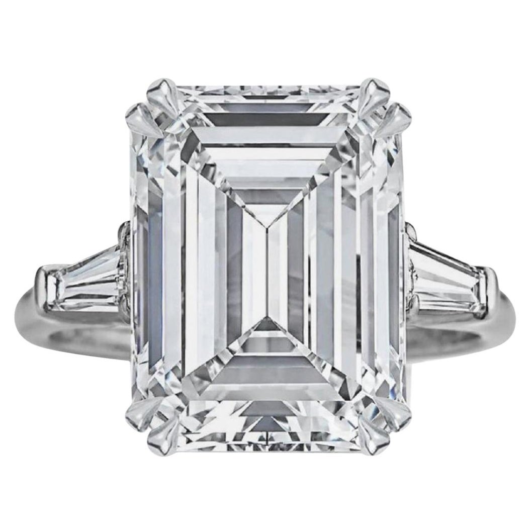 GIA Certified6 Carat Emerald Cut Diamond F Color Flawless Clarity Ring