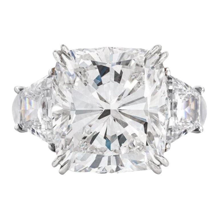 GIA Certified 7.33 Carat Cushion Cut Diamond Ring Diamond type IIA Golconda