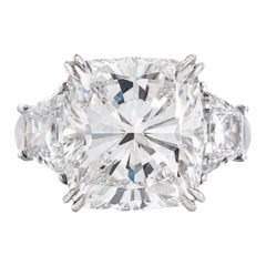 Bague en diamant de 7,33 carats à taille coussin certifiée GIA Type de diamant IIA Golconda