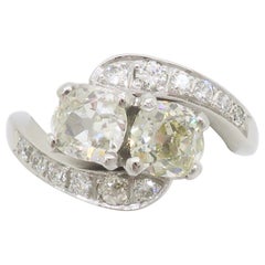 Vintage Toi-et-Moi Ring Crafted in 14k White Gold