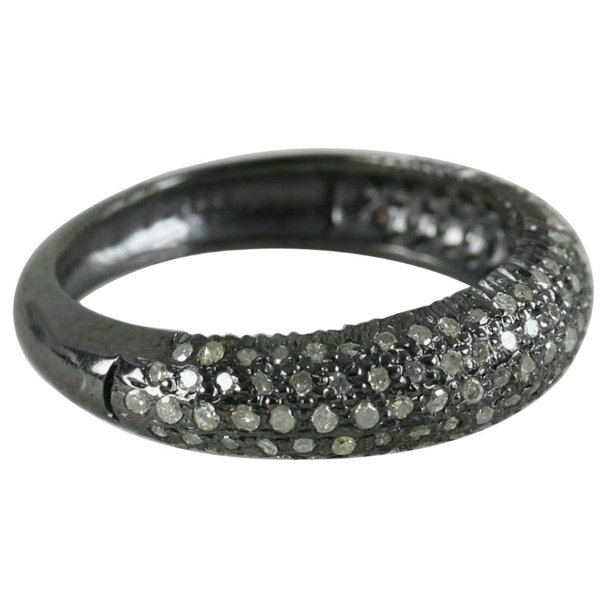 Half Band Natural Pave Diamond Engagement Ring 925 Silver Wedding Bands For Her.