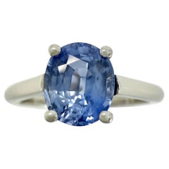Natural 1.51ct Vivid Blue Ceylon Sapphire Oval Cut 7x6mm Platinum Solitaire Ring