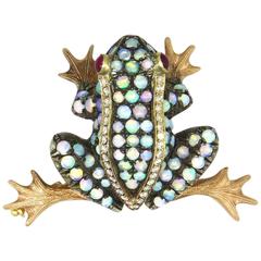 Vintage Whimsical Opal Ruby Diamond Gold Brooch Pin