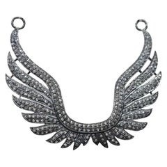 Collar de alas vintage Colgante de alas de plata 925 con diamantes pavé Encanto de regalo de cumpleaños.