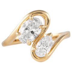 Alexander Beverly Hills 1.48ct Pear & Oval Shape Diamond Toi Et Moi Ring 18k
