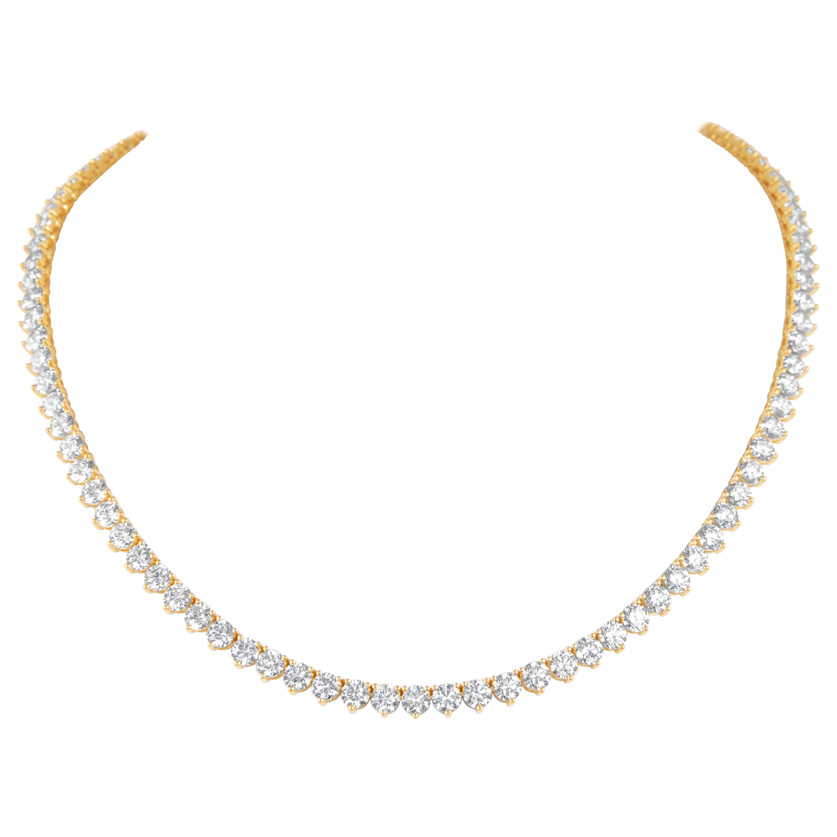 Alexander Beverly Hills 23.47ct Diamond Tennis Necklace 3-Prong Set 18k