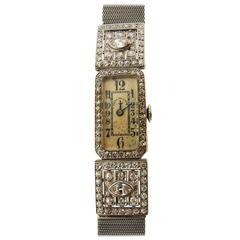 Patek Philippe Ladies Art Deco Platinum Diamond Manual Wind Wristwatch