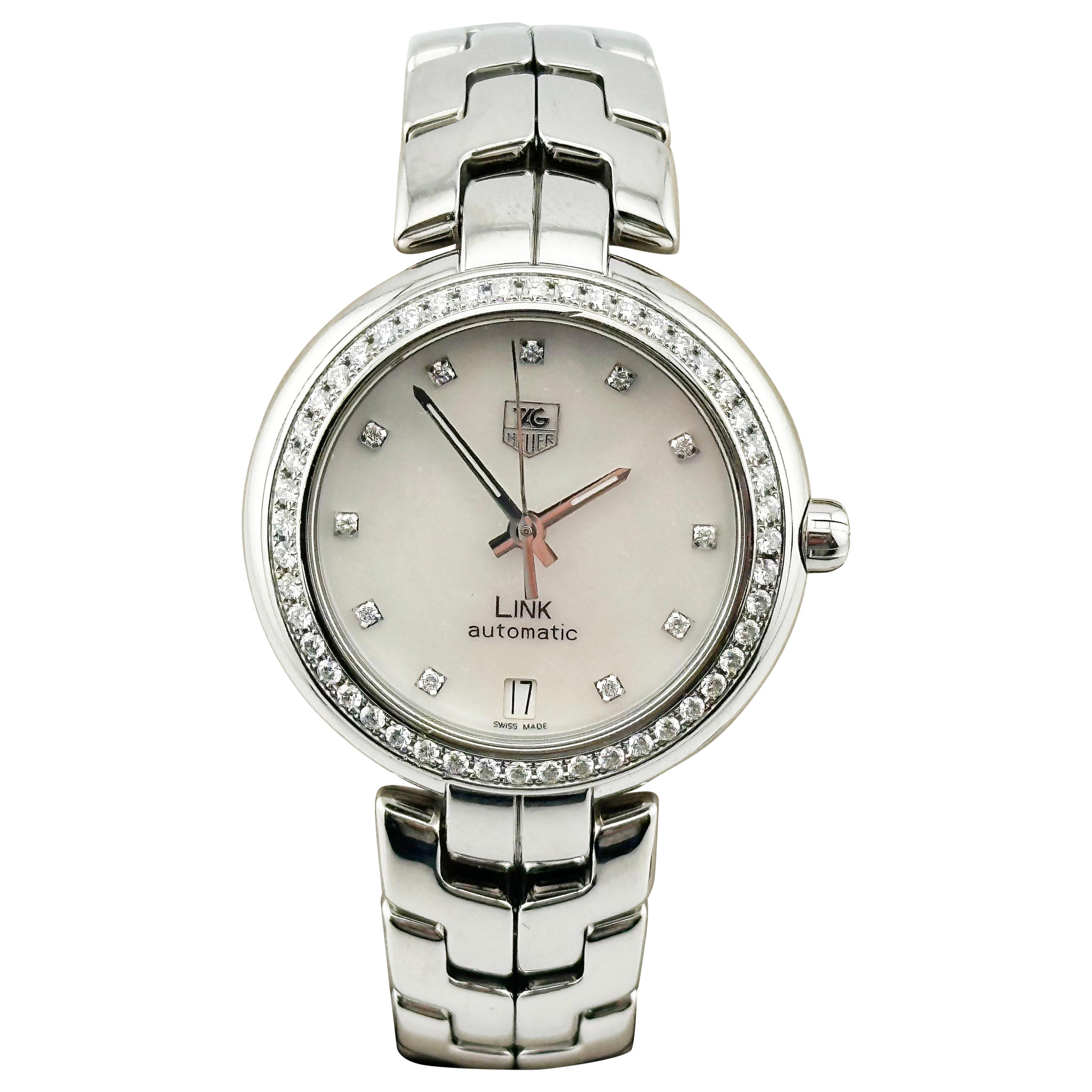 Tag Heuer Ladies Link WAT2314.BA0956 Blanco MOP Esfera Diamante Bisel Diamante Acero