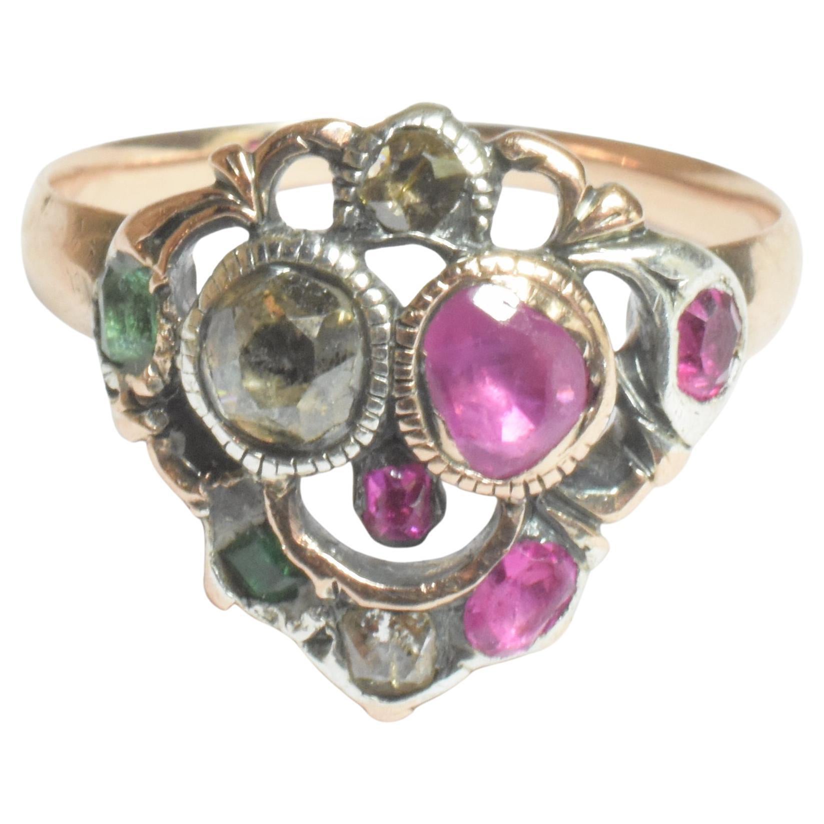 C1800 18K Giardinetti "Garden" Ring of Diamonds, Emeralds and Rubies