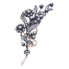 Antiker europäischer Blumenring aus Silber und Gold mit Diamanten