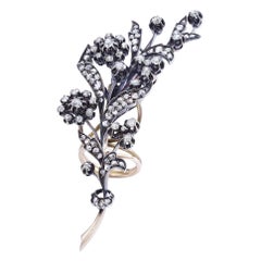 Antique European Diamond Silver Gold Flower Ring