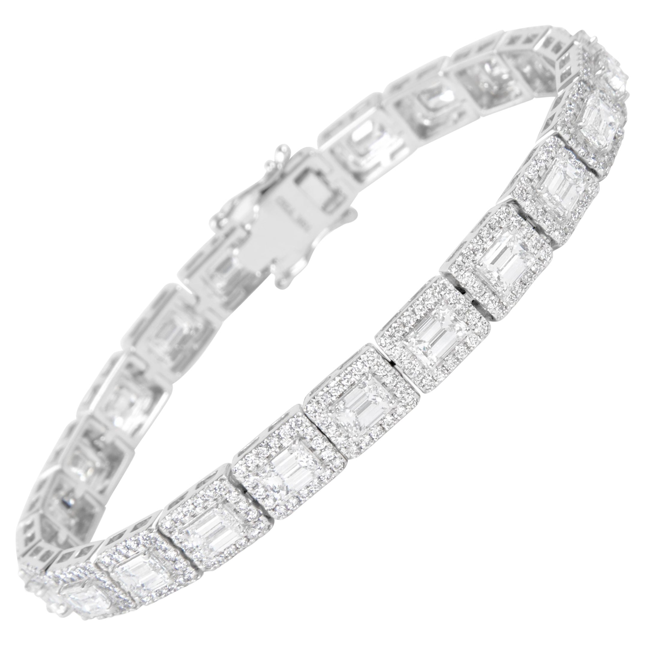 Alexander Beverly Hills 9.49ct Emerald Cut Diamond Tennis Bracelet 18k Gold