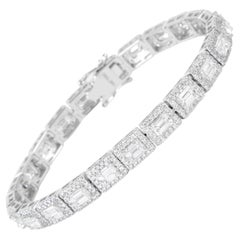 Alexander Beverly Hills Pulsera de tenis con diamantes talla esmeralda de 9,49 ct y oro de 18k