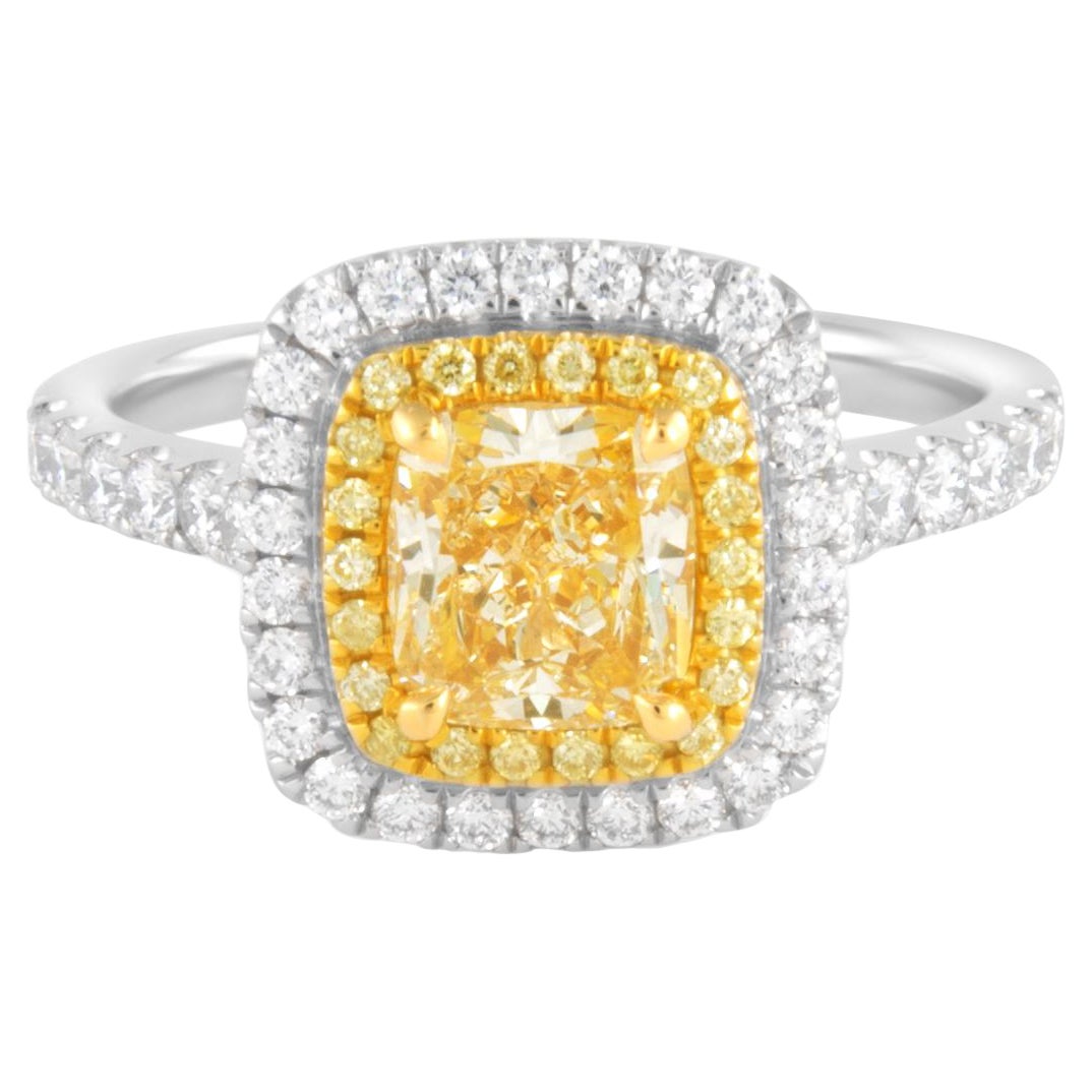 Alexander Beverly Hills Anillo de diamantes amarillos fantasía de 1,13 ct 18k Dos tonos