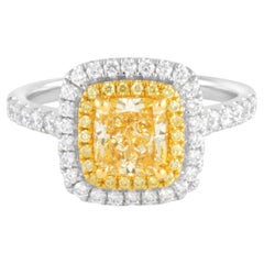 Alexander Beverly Hills Anillo de diamantes amarillos fantasía de 1,13 ct 18k Dos tonos