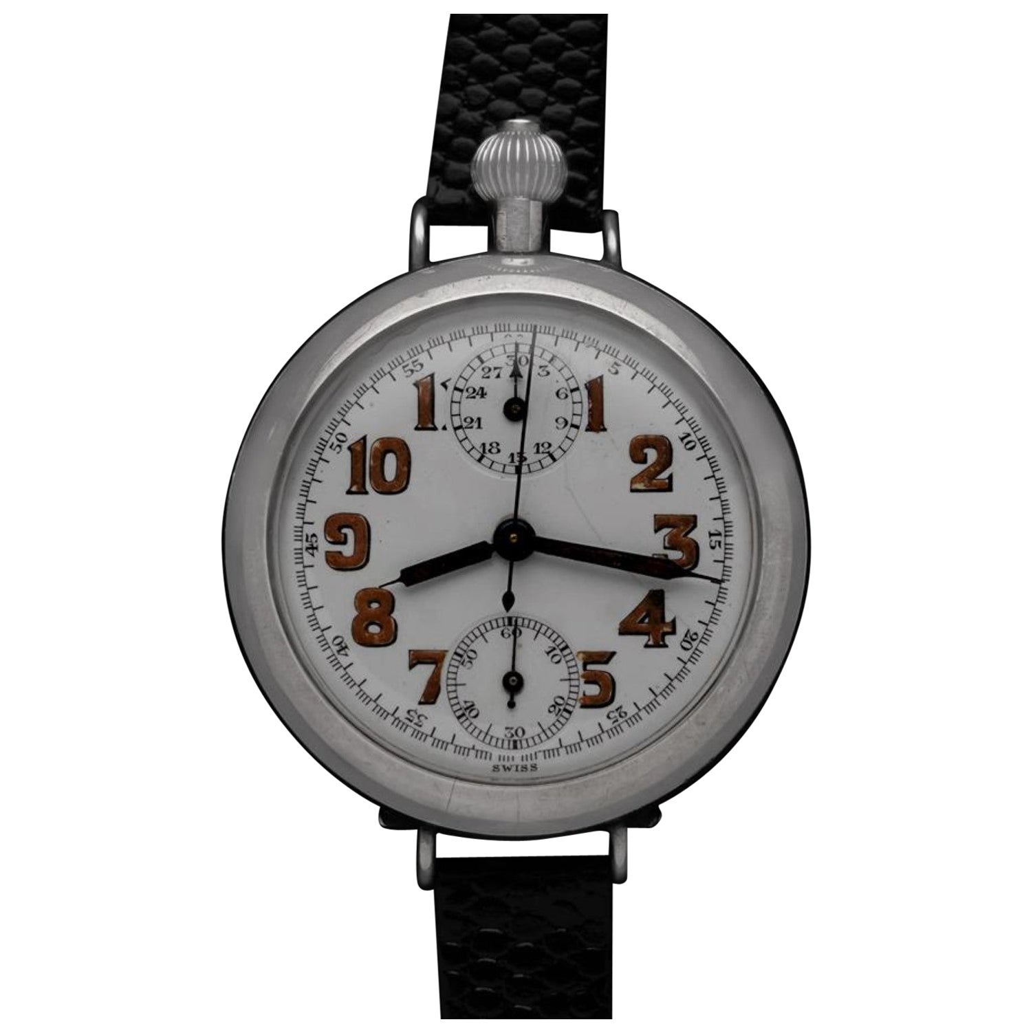 1910's Heuer Vintage Large Mens Sporting / Aviator's Single Button Chronograph
