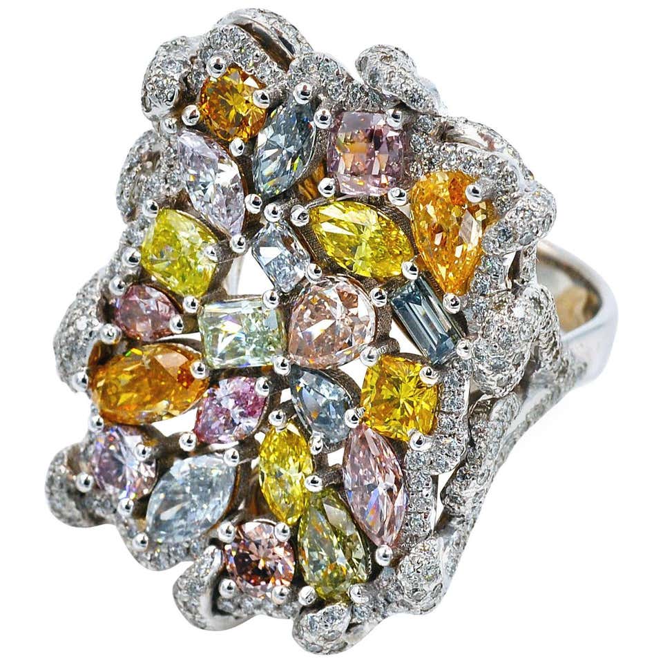 Fancy Large Diamond Rings GIA Certified Fancy Colored Natural Diamond Collection Ring For Sale at ...