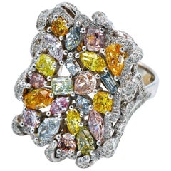 GIA Certified Fancy Colored Natural Diamond Collection Ring