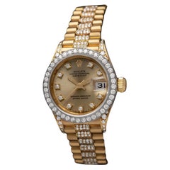 Used Rolex Ladies Crown Collection 69238 President Datejust Watch - 18K Gold, Diamond
