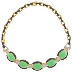 Trio Jade Black Onyx Diamond Necklace