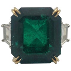 Kolumbianischer Smaragd & Diamant Platinring, Gübelin zertifiziert