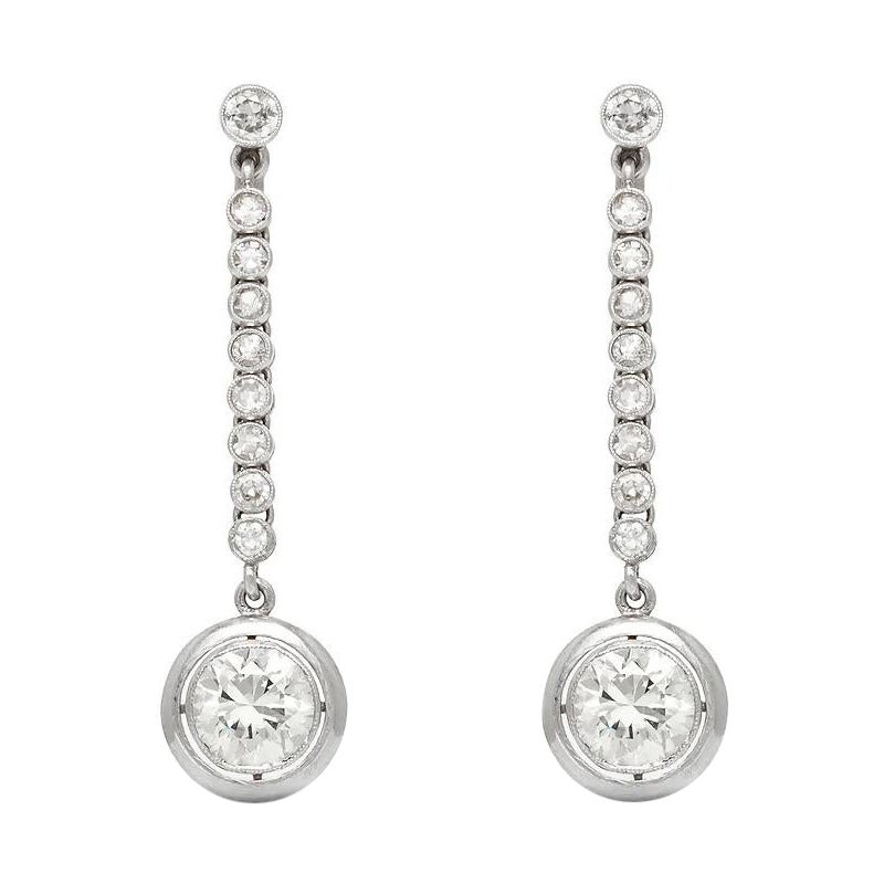 Antike Art Deco 1920er Jahre 4,90 Karat Diamant-Ohrhänger mit alteuropäischem Schliff