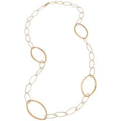 Rose Gold Oval-Shaped Long Link Necklace
