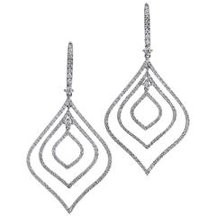 2.13 Carat Diamond Pave White Gold Drop Earrings 7
