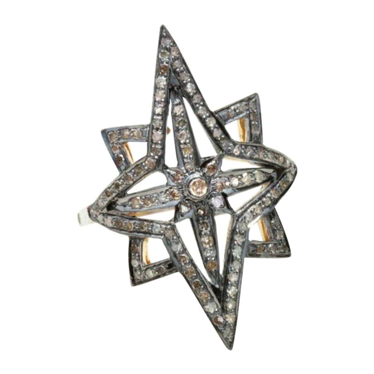 Star Shaped Ring 925 Sterling Silver Pave Diamond Ring Designer Ring Casual Gift