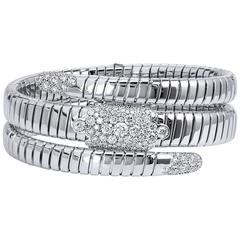 Coil Design Diamond white gold Bangle Bracelet 2