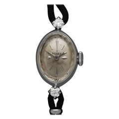 1960's Rolex Ladies Dress Watch, Silver Dial - 14K White Gold & Diamonds
