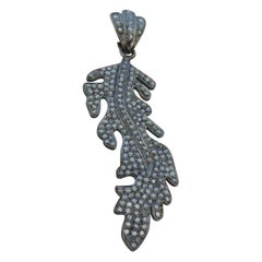 Colgante Hoja de Diamante Pave Plata 925 Colgante de Diamante Cumpleaños Dije Regalo.