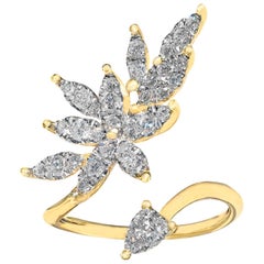 Fern Freeman White Diamond Open Yellow Gold Marquise Petals Ring