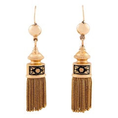 Boucles d'oreilles pompon en émail 22k de l'époque victorienne