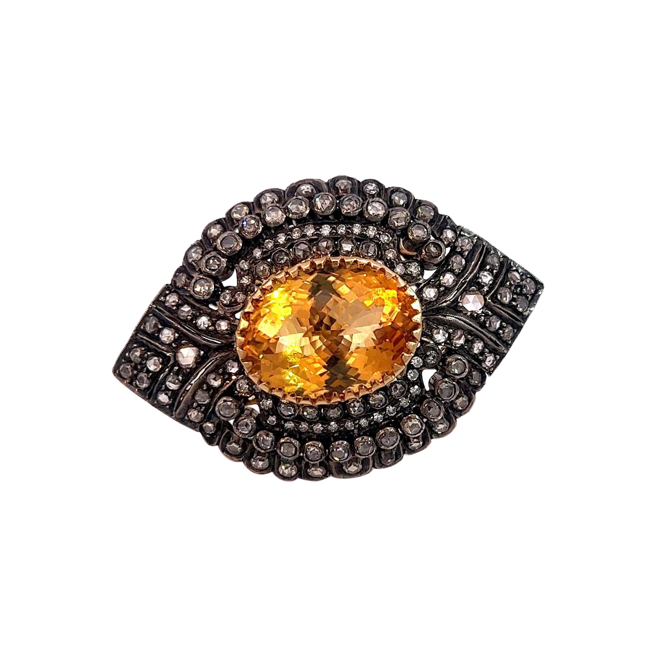 Antique 14.5 Carat Yellow Sapphire 19K Gold Ring