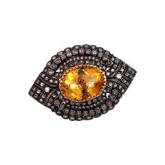Antique 14.5 Carat Yellow Sapphire 19K Gold Ring