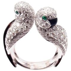 Cartier Les Oiseaux Libérés Diamond Emerald Onyx Love Birds White Gold ...