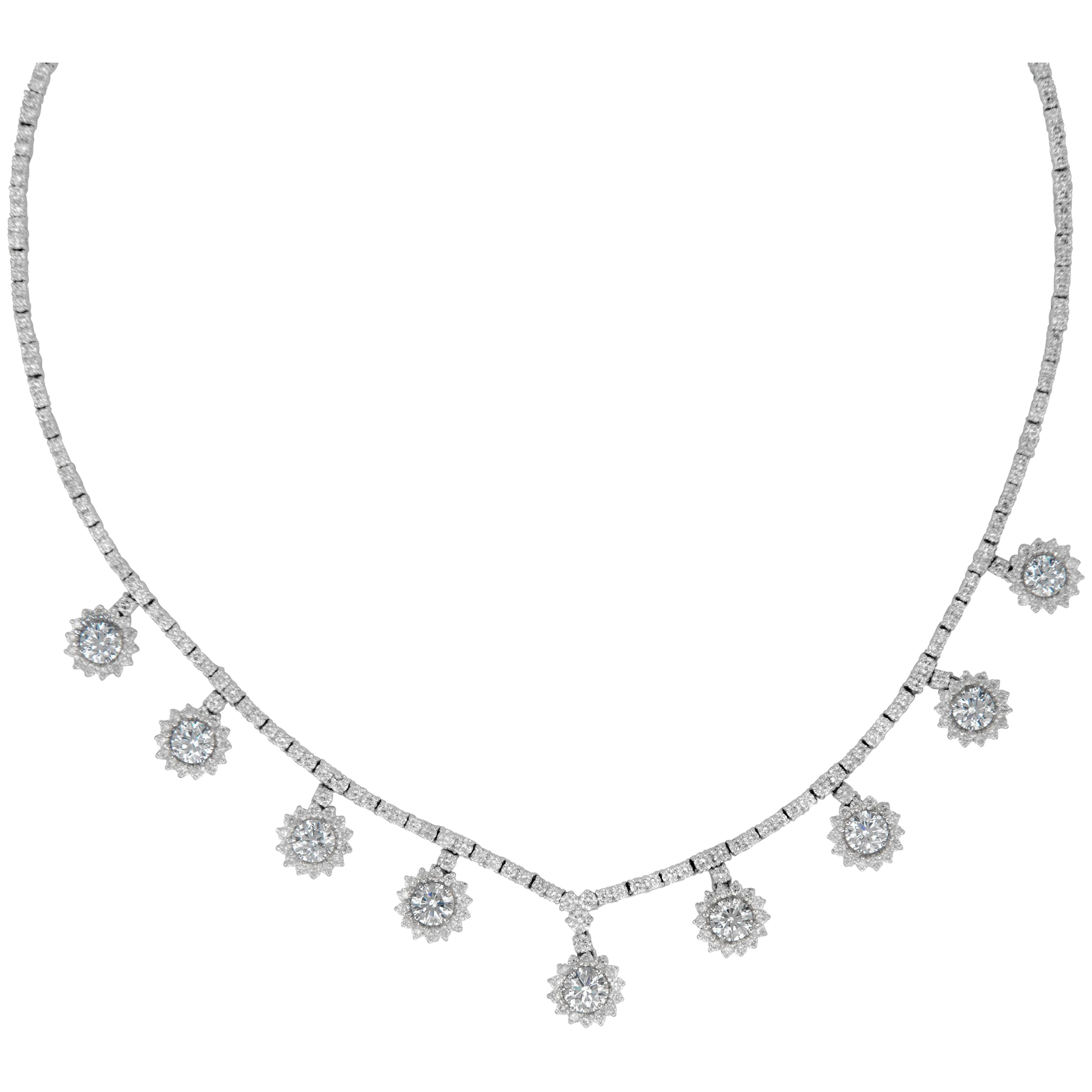 Alexander Beverly Hills 12.76ct Round Diamond Dangling Necklace 18k White Gold