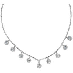 Alexander Beverly Hills baumelnde Halskette aus 18 Karat Weißgold mit 12,76 Karat runden Diamanten