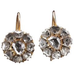 Antique Victorian 18kt Yellow Gold Rose-Cut Diamond Earrings