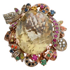 Topacio, Rubíes, Esmeraldas, Zafiros, Diamantes, Anillo de Oro Rosa y Plata