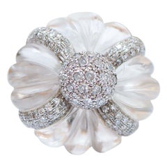 Rock Crystal, Diamonds, 14 Karat White Gold and Rose Gold Ring.