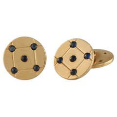 Cartier Vintage 18K Yellow Gold Cabochon Sapphire Chain Cufflinks