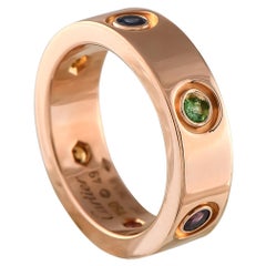 Cartier LOVE 18K Rose Gold Multicolored Gemstone Ring