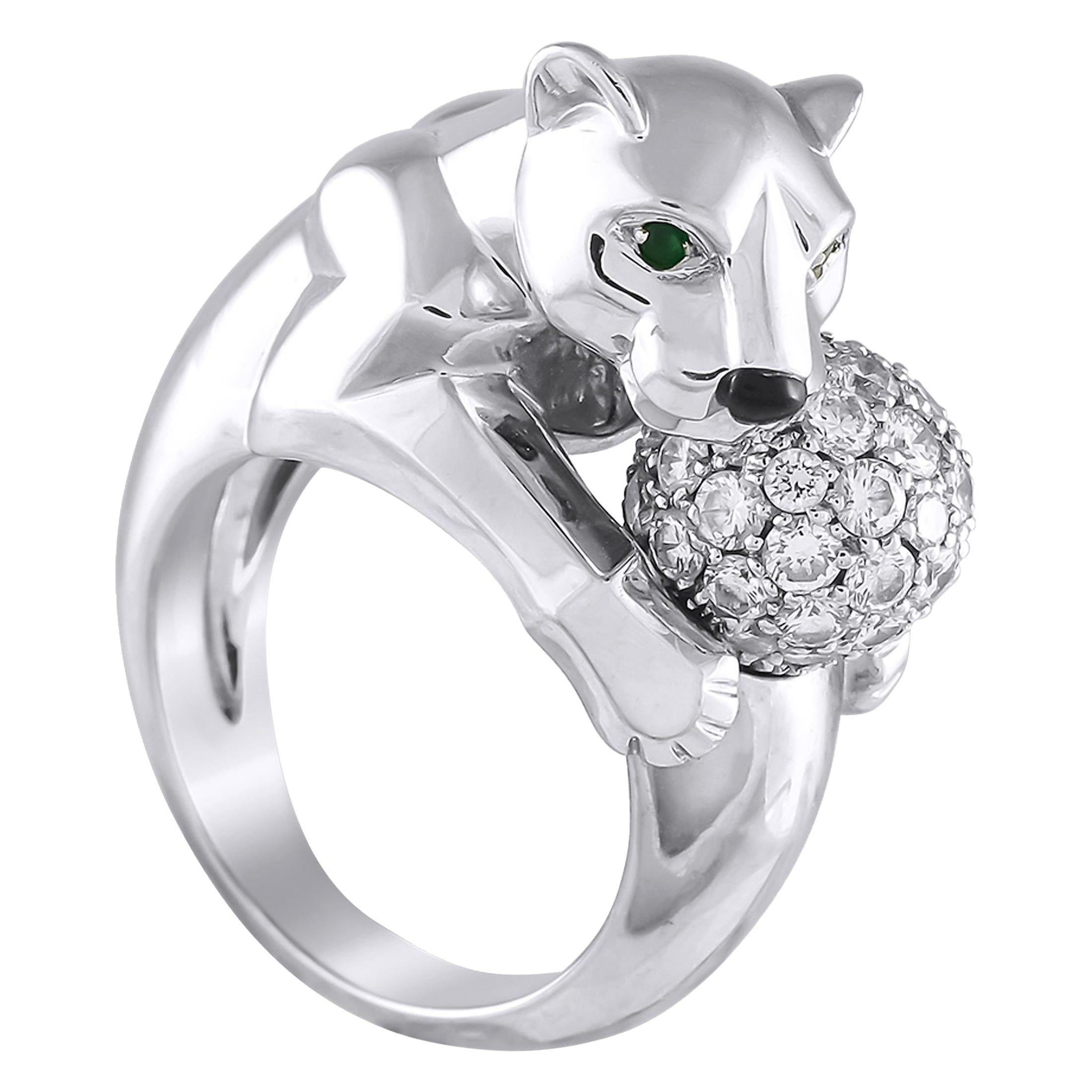 Cartier Panthere 18K White Gold Diamond Ring