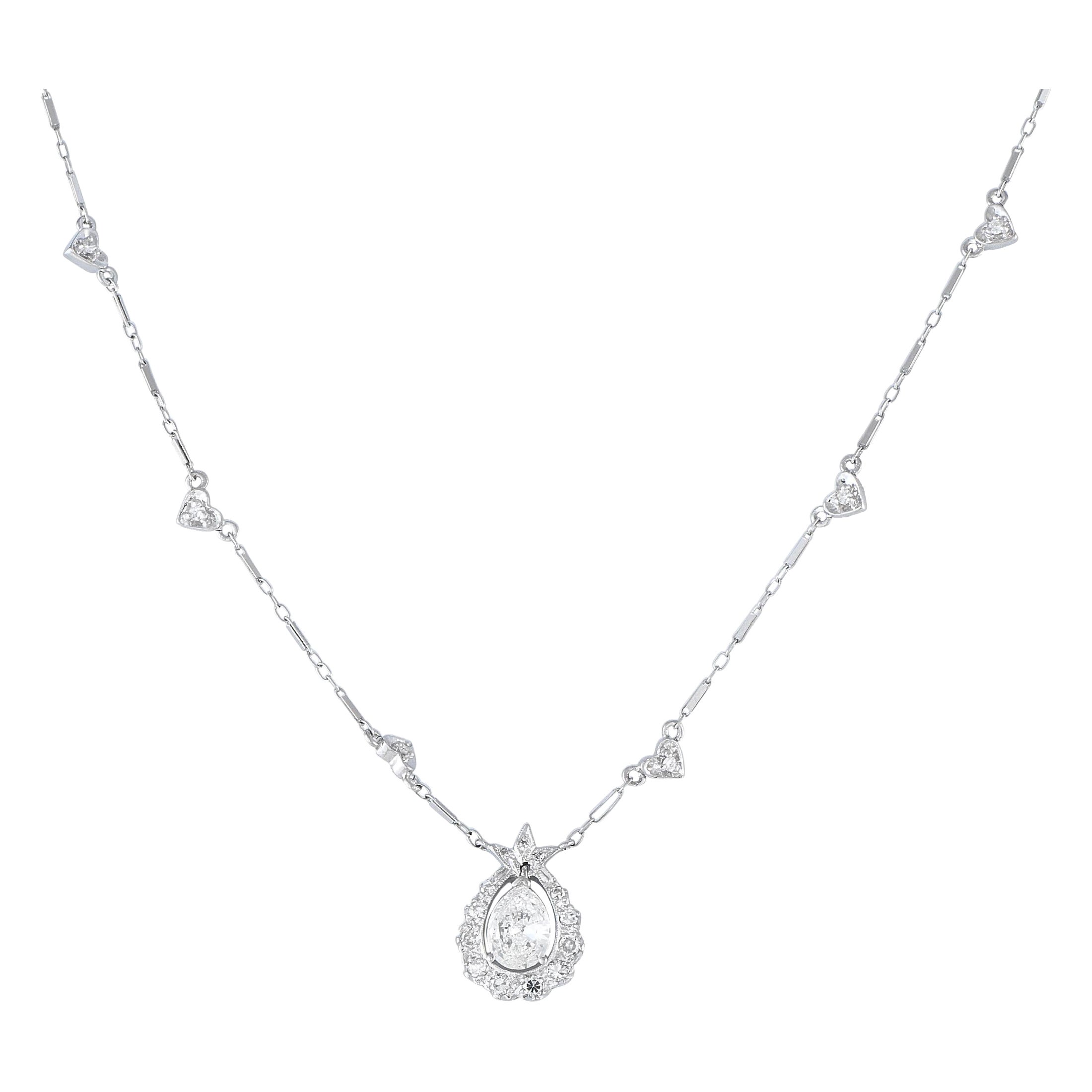 14K White Gold 1.59ct Diamond Necklace