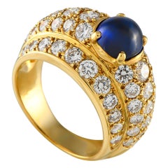 Cartier 18K Yellow Gold 3.50ct Diamond and Sapphire Ring